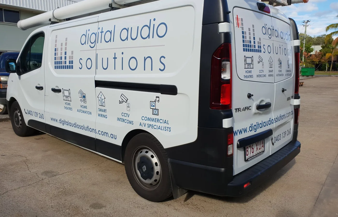 Digital Audio Solutions van with full side and rear vehicle decals